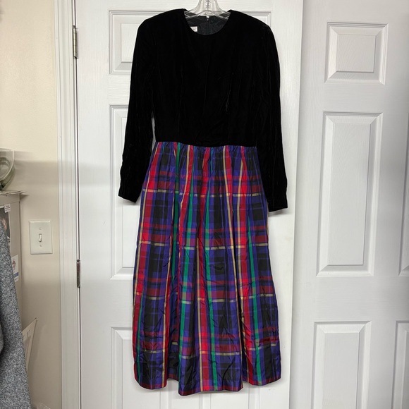 Talbots Dresses & Skirts - Vintage Talbots Holiday Maxi Dress Velvet Tartan Plaid Taffeta Crinoline Sz 10